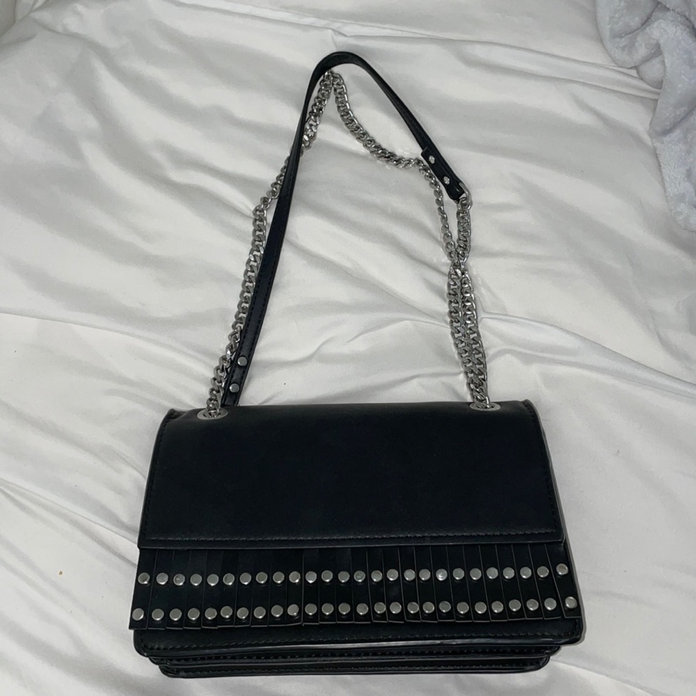 Zara black frayed bag